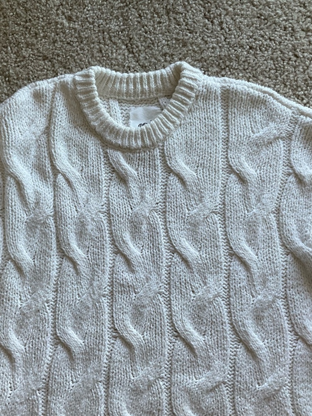 Cotton Aerie Chunky Cable Knit Sweater (XS)